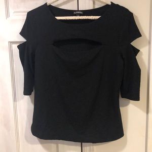 Black top with chest and arm slit cutouts